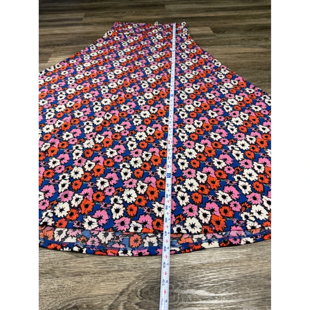 LulaRoe Maxi Skirt Small Floral Pink‎ Orange Blue High Waist A-Line Stretch NEW